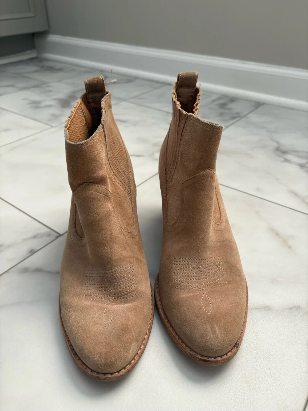 Dolce Vita Suede Tan Ankle Booties